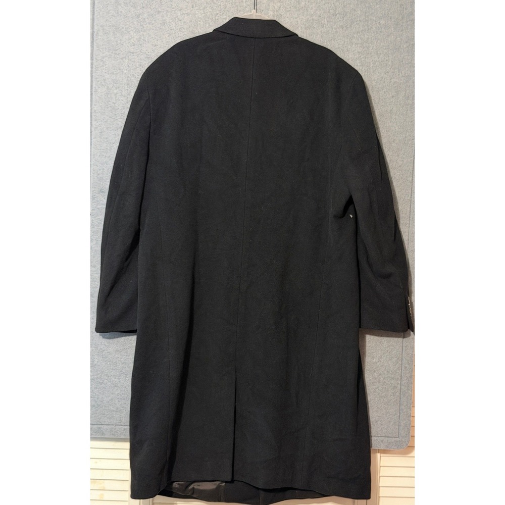 London Fog Overcoat 45R Black Wool Blend Long Trench Coat Classic Professional - Picture 4 of 8